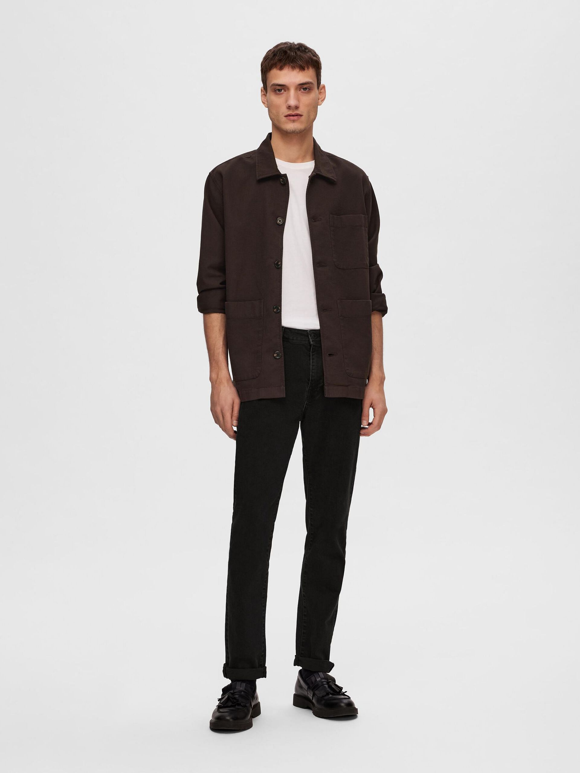 Black Mid Rise Leon Slim Jeans