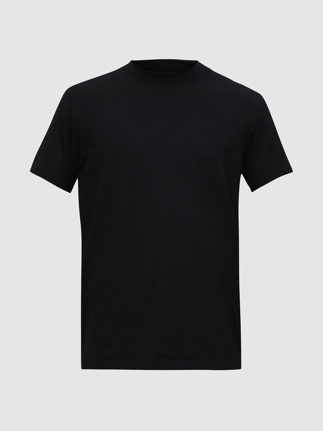 Black Solid Crew Neck T-shirt