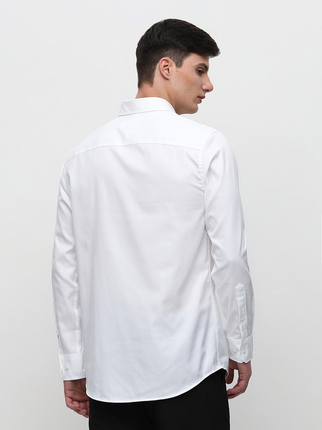 White Cotton Formal Full Sleeves Shirt