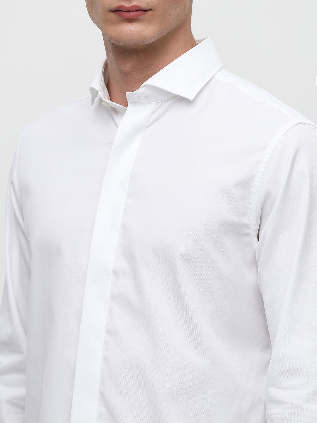 White Cotton Formal Full Sleeves Shirt