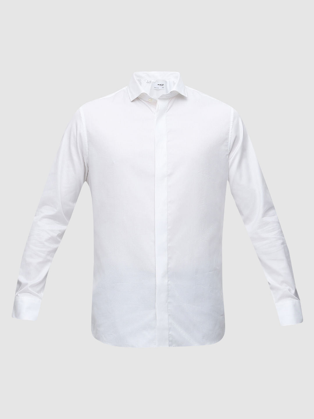 White Cotton Formal Full Sleeves Shirt