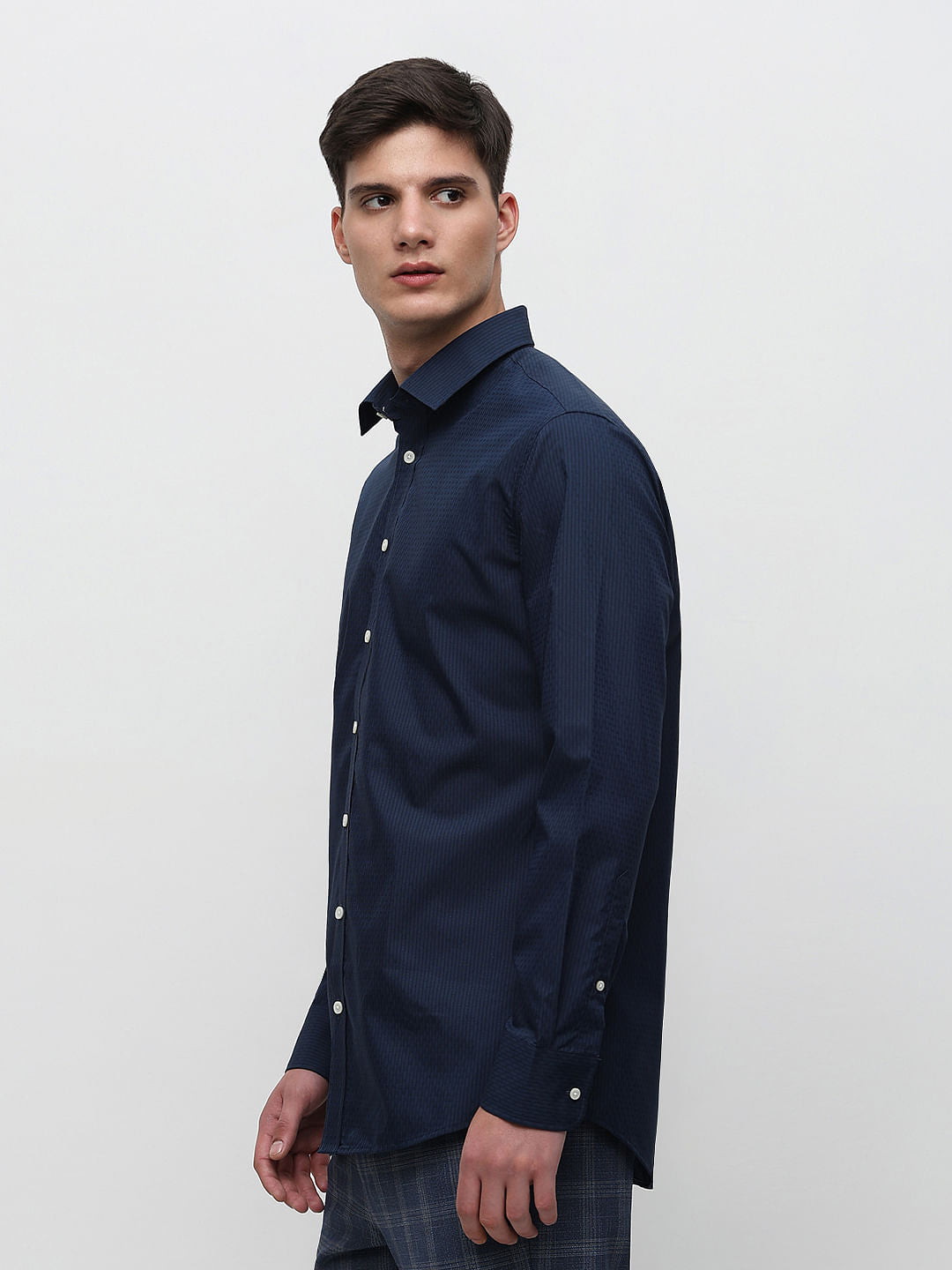 Blue Dobby Formal Full Sleeves Shirt