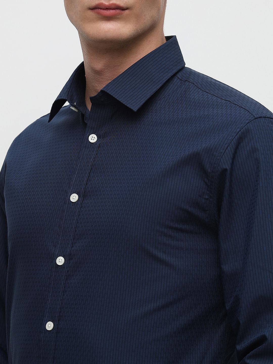 Blue Dobby Formal Full Sleeves Shirt