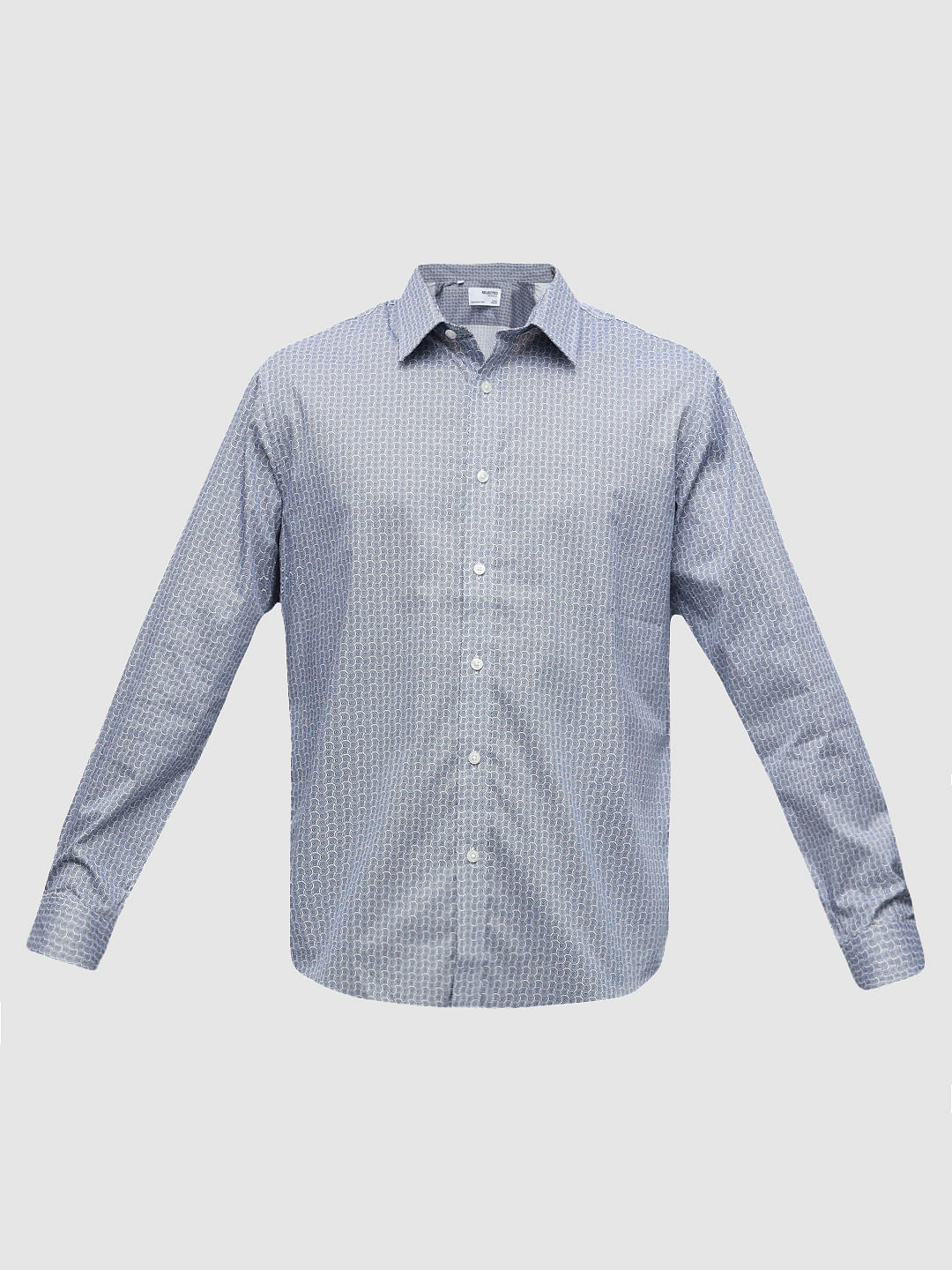 Blue Printed Formal Full Sleeves Shirt
