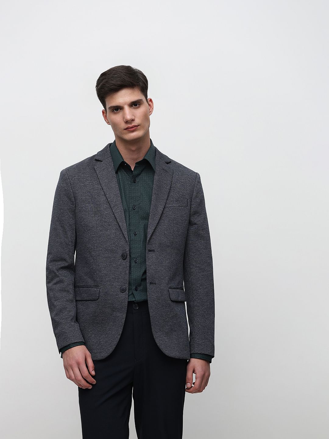 Dark Green Printed Formal Full Sleeves Shirt