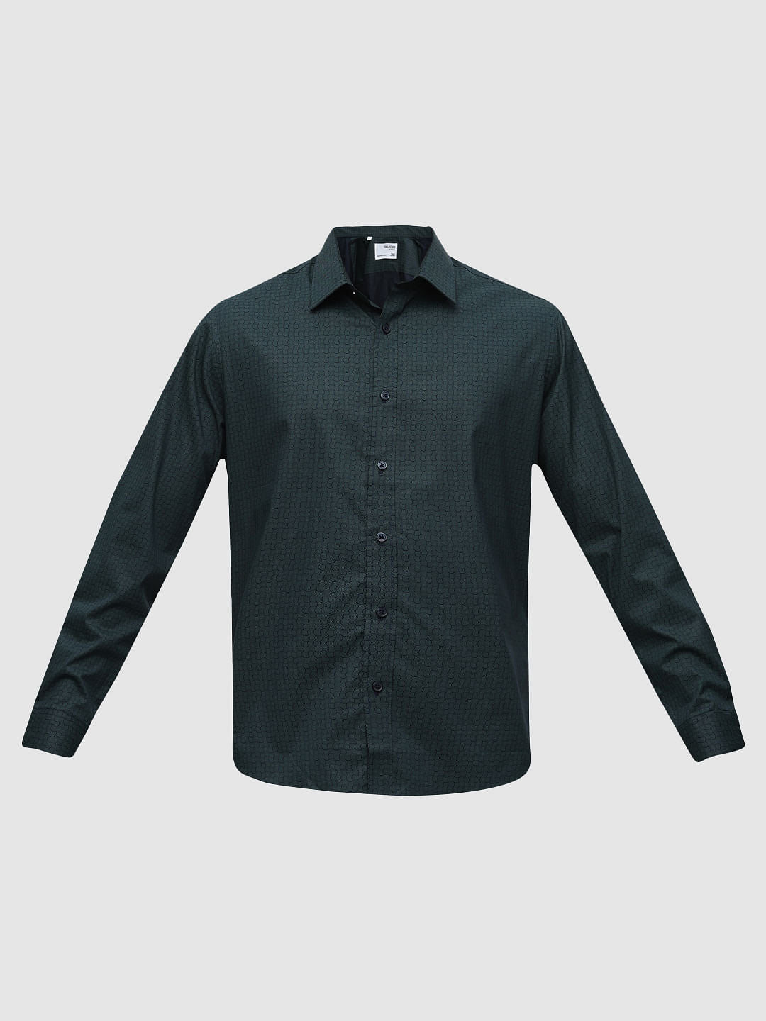 Dark Green Printed Formal Full Sleeves Shirt