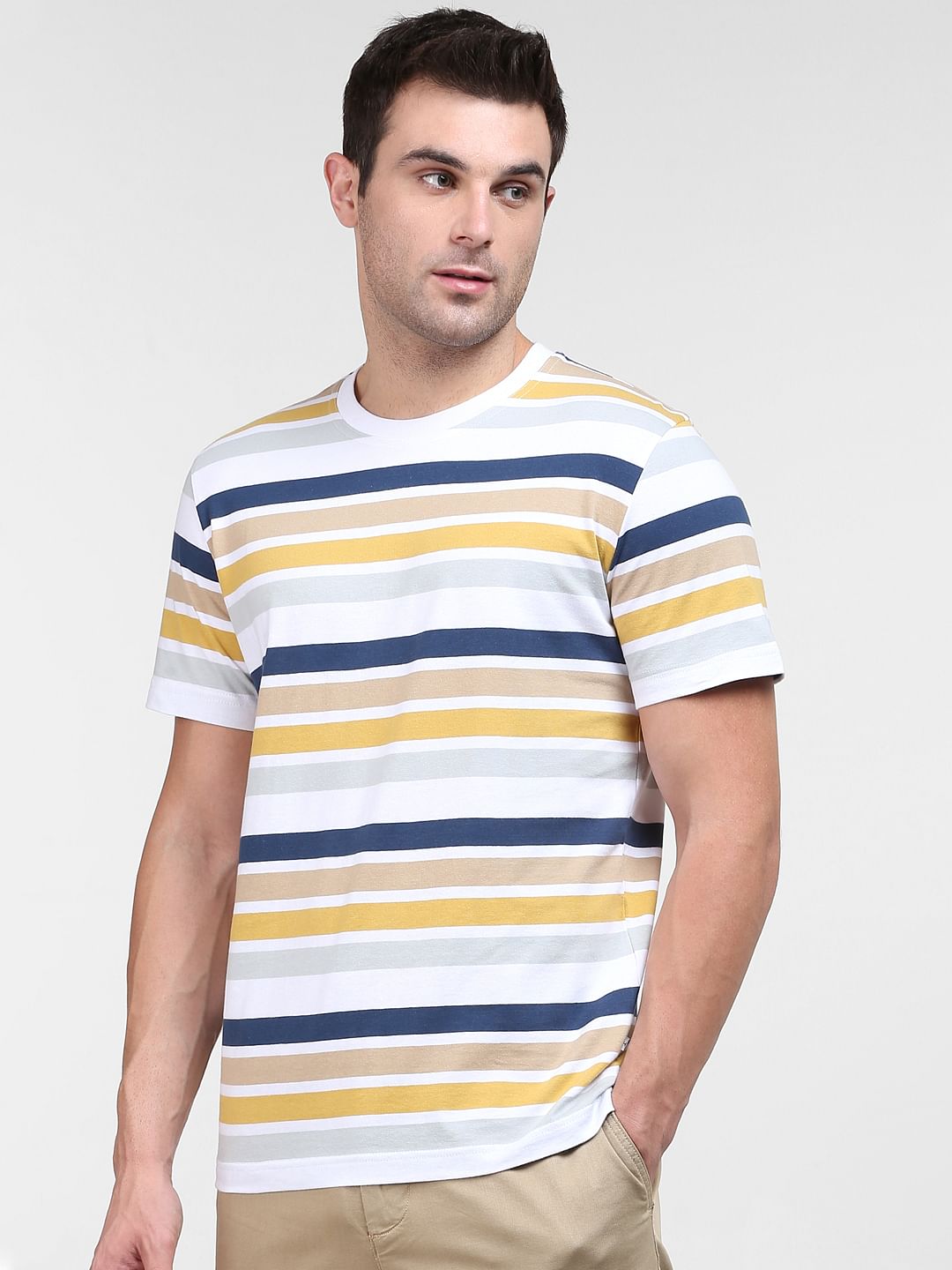 White Striped Crew Neck T-Shirt