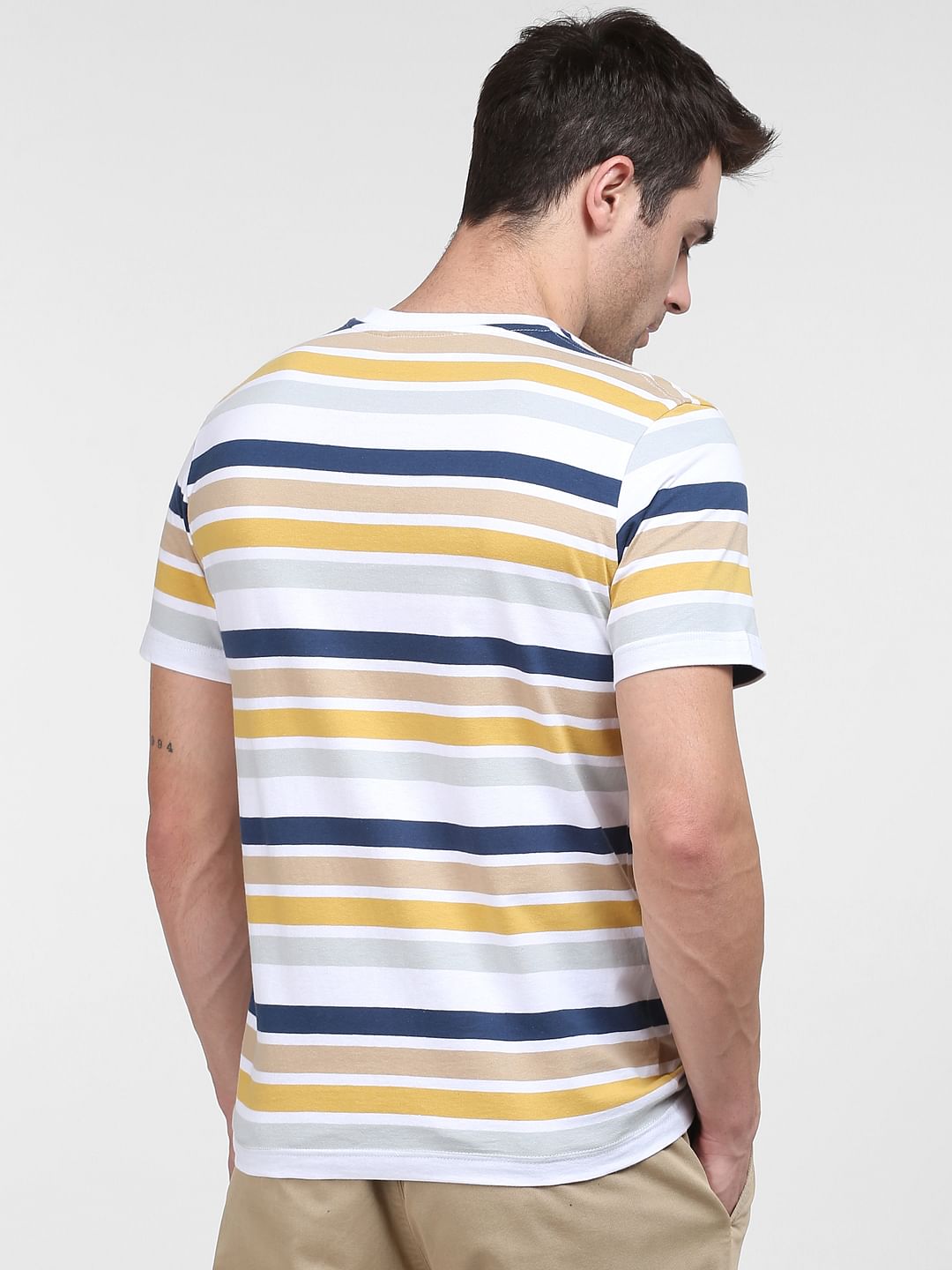 White Striped Crew Neck T-Shirt