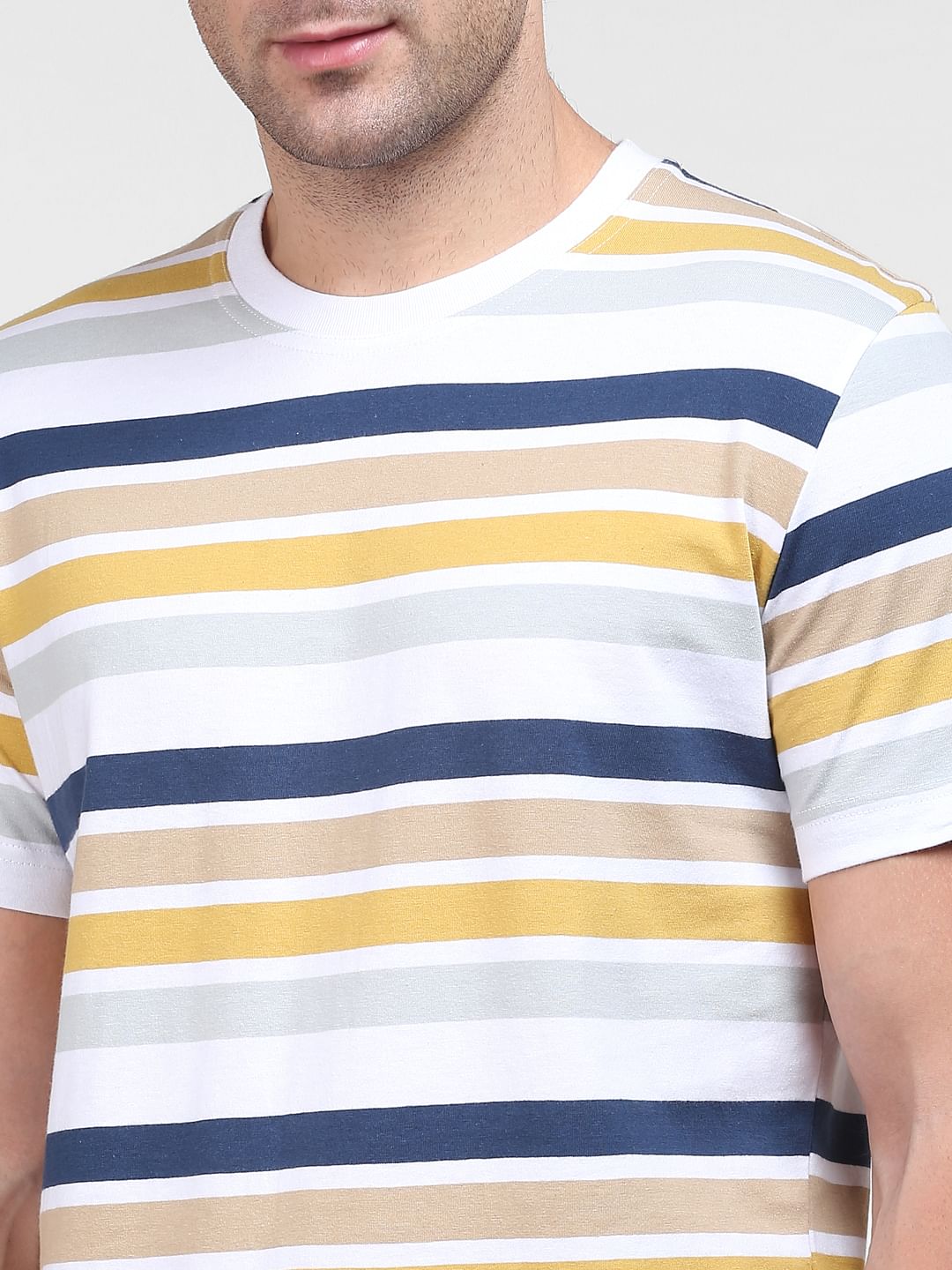 White Striped Crew Neck T-Shirt