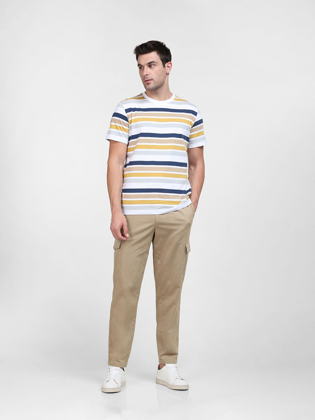 White Striped Crew Neck T-Shirt