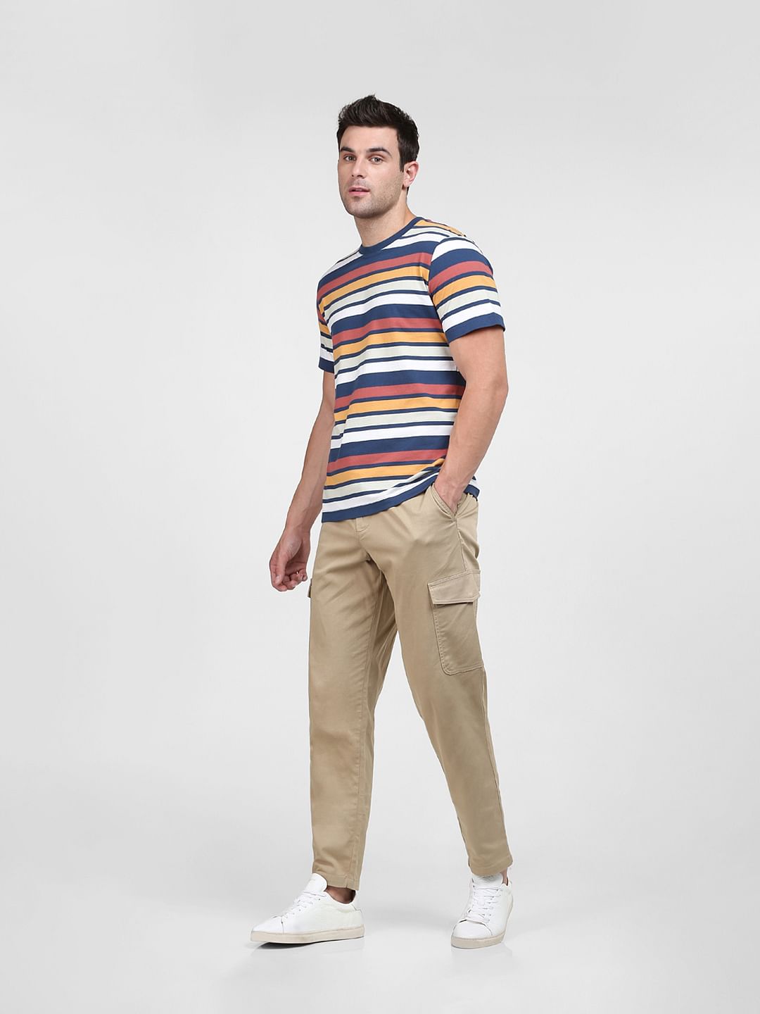 Blue Striped Crew Neck T-Shirt