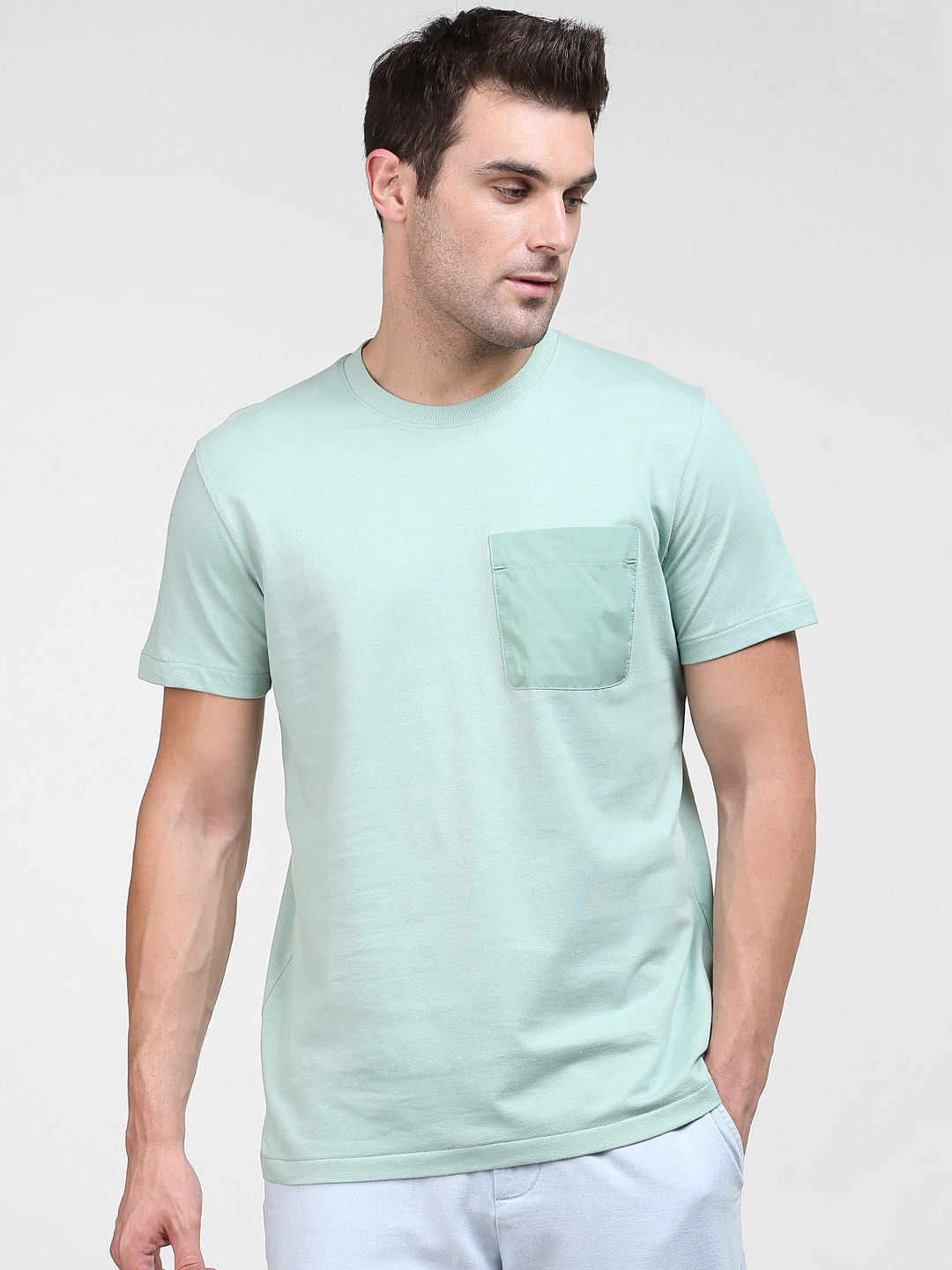 Light Green Organic Cotton Crew Neck T-Shirt