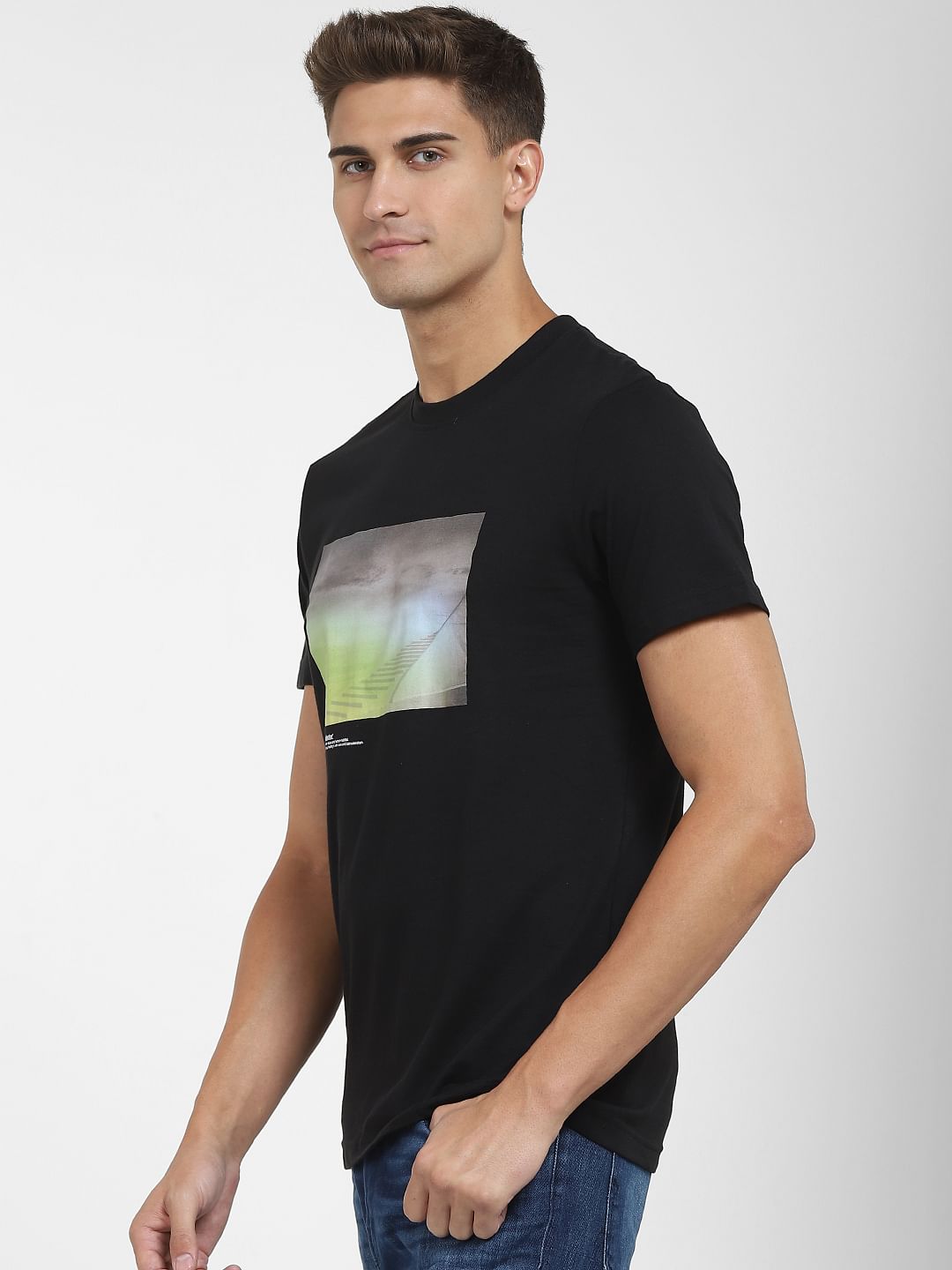 Black Printed Organic Cotton T-Shirt