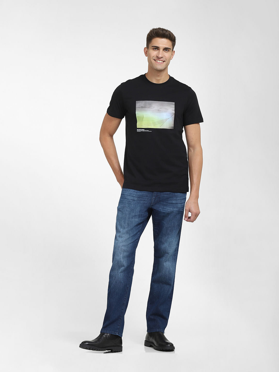Black Printed Organic Cotton T-Shirt