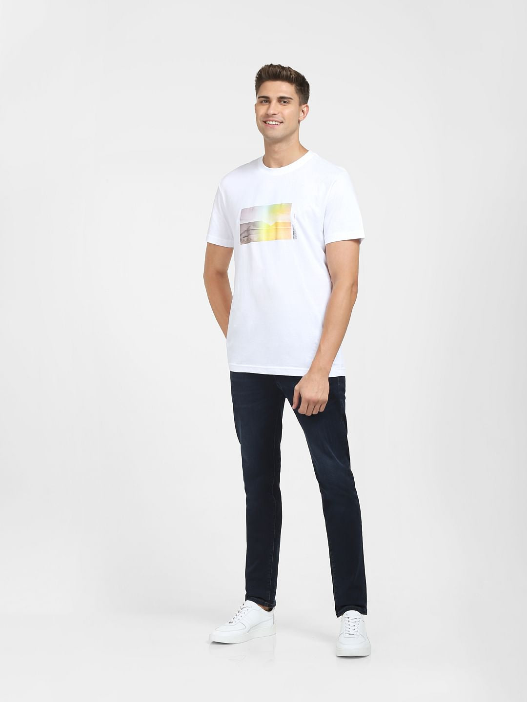 White Graphic Print Crew Neck T-Shirt