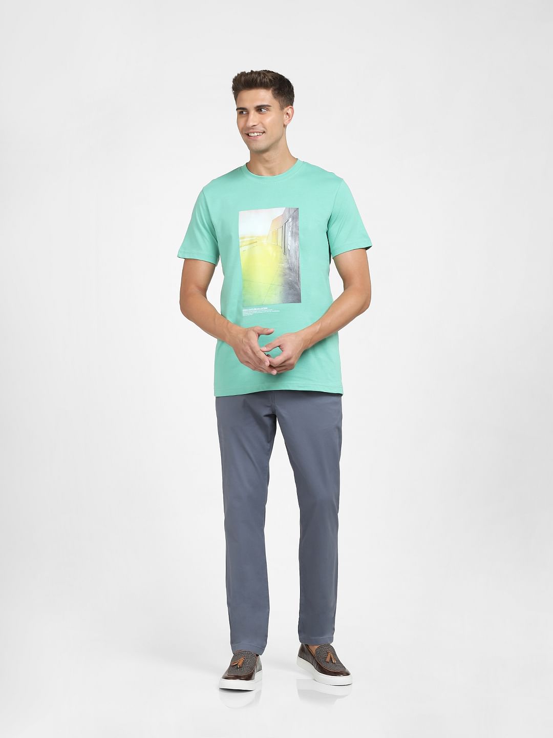 Green Graphic Print Crew Neck T-Shirt