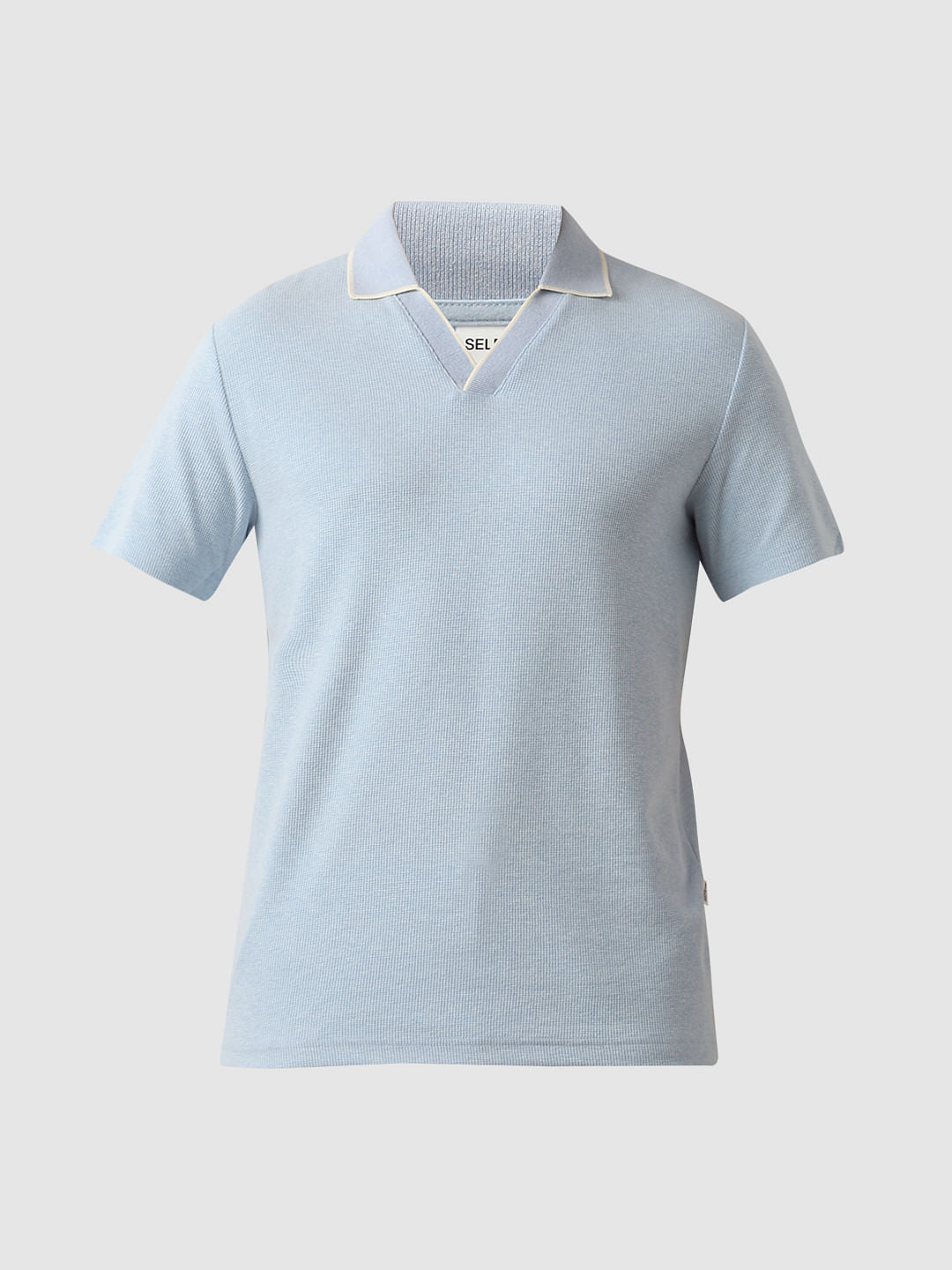 Blue Waffled Short Sleeves Polo