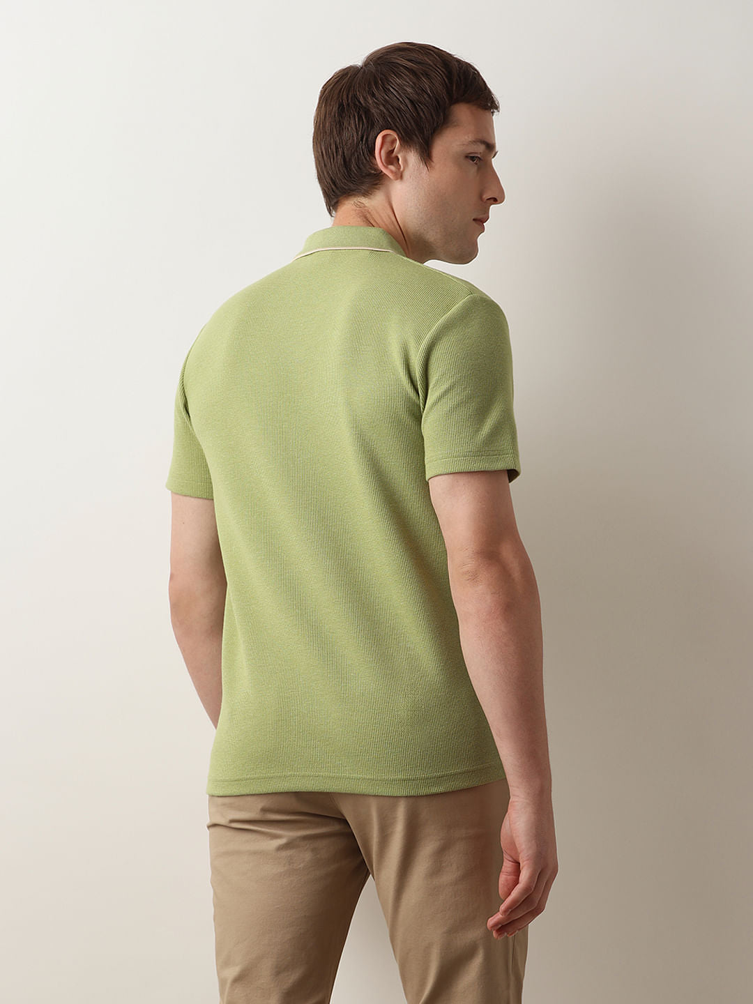 Green Waffled Short Sleeves Polo
