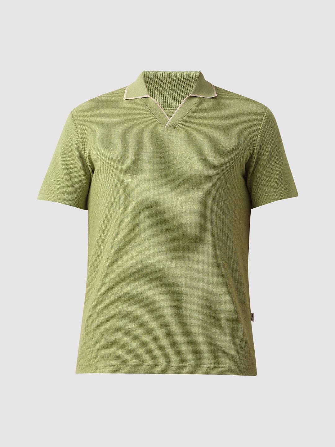 Green Waffled Short Sleeves Polo