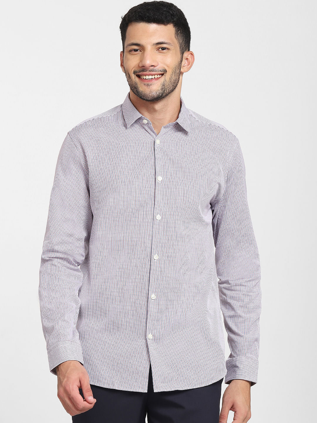 Navy Blue Check Full Sleeves Formal Shirt