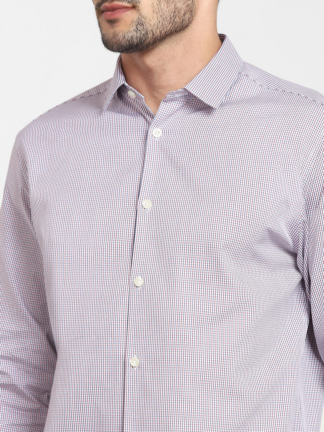 Navy Blue Check Full Sleeves Formal Shirt