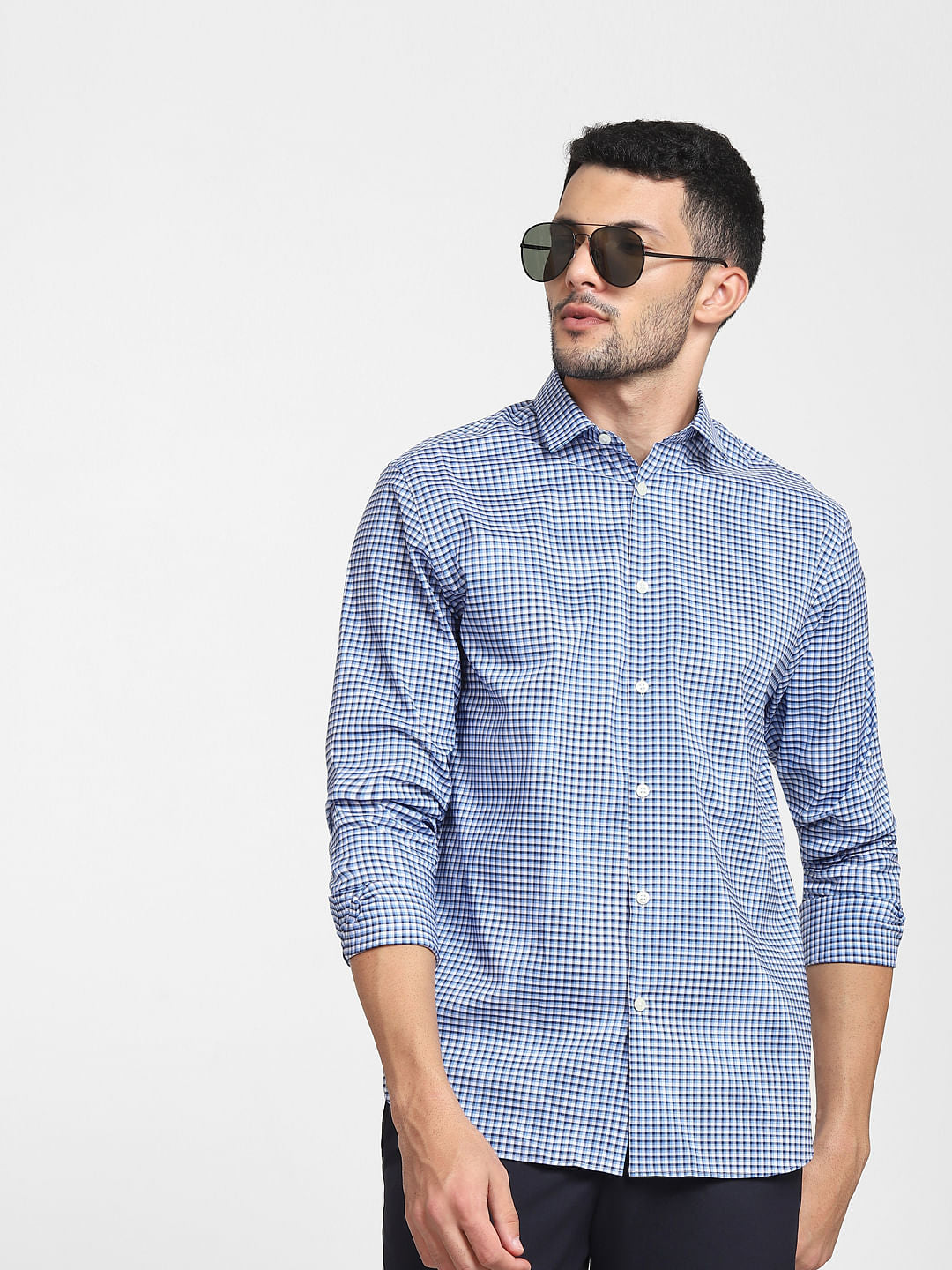 Blue Check Formal Full Sleeves Shirt