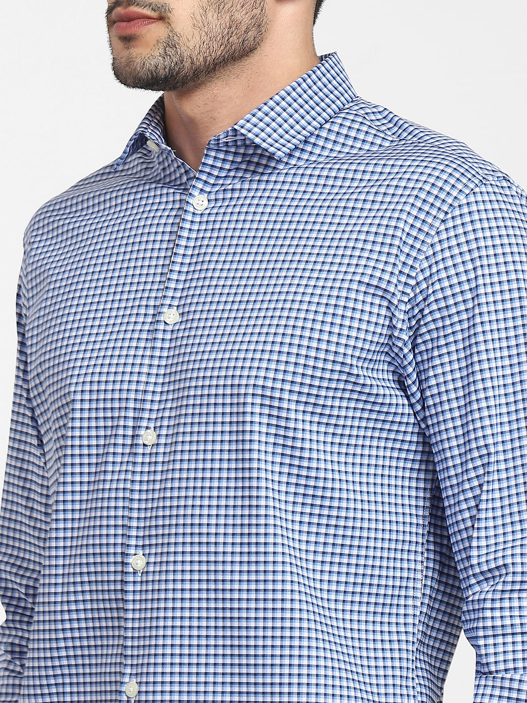 Blue Check Formal Full Sleeves Shirt