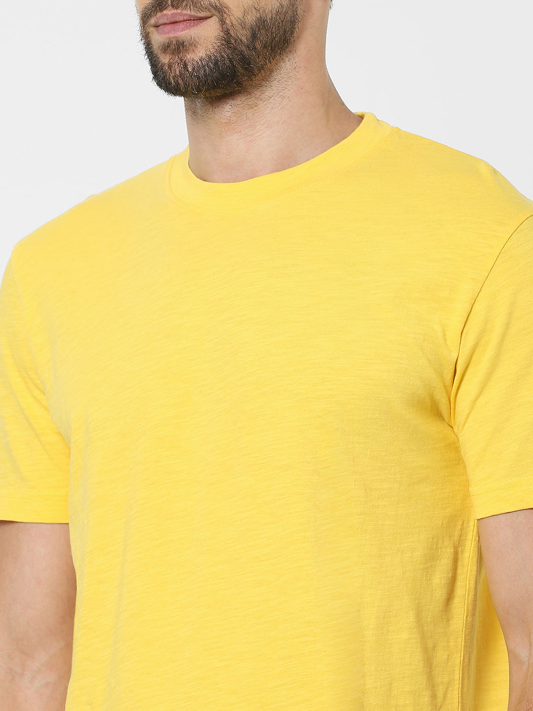 Yellow Organic Cotton Crew Neck T-Shirt