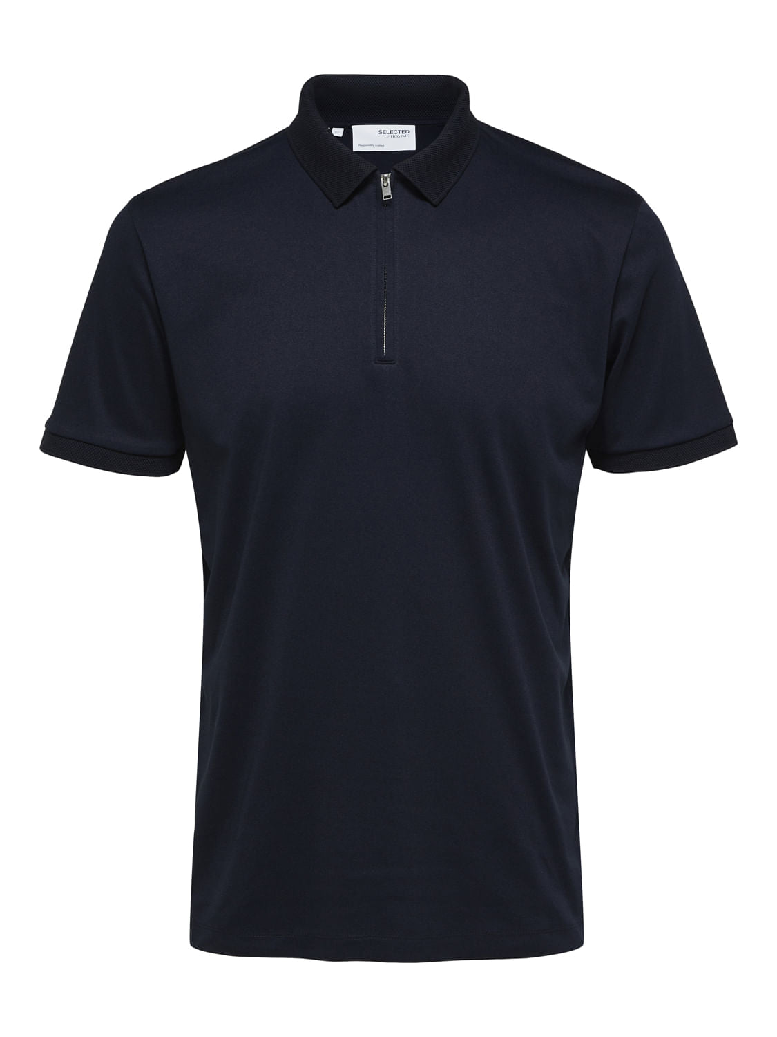 Blue Organic Cotton Polo Neck T-Shirt
