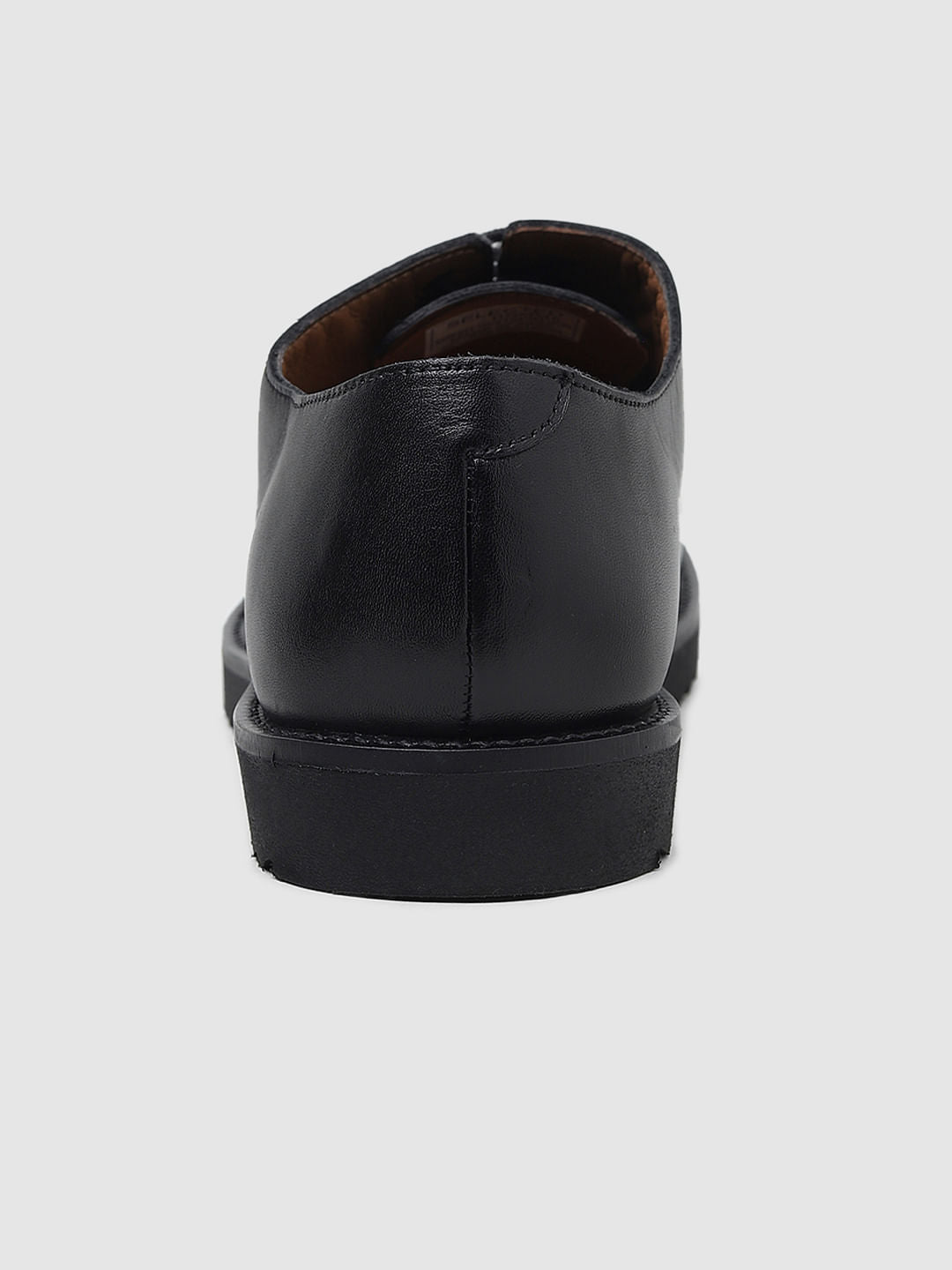 Black Whole Cut Leather Shoes