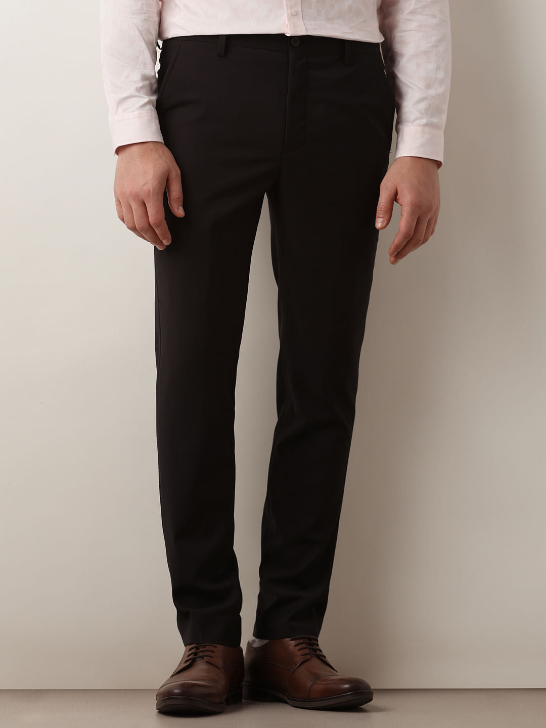 Black Mid Rise Suit-Set Trousers
