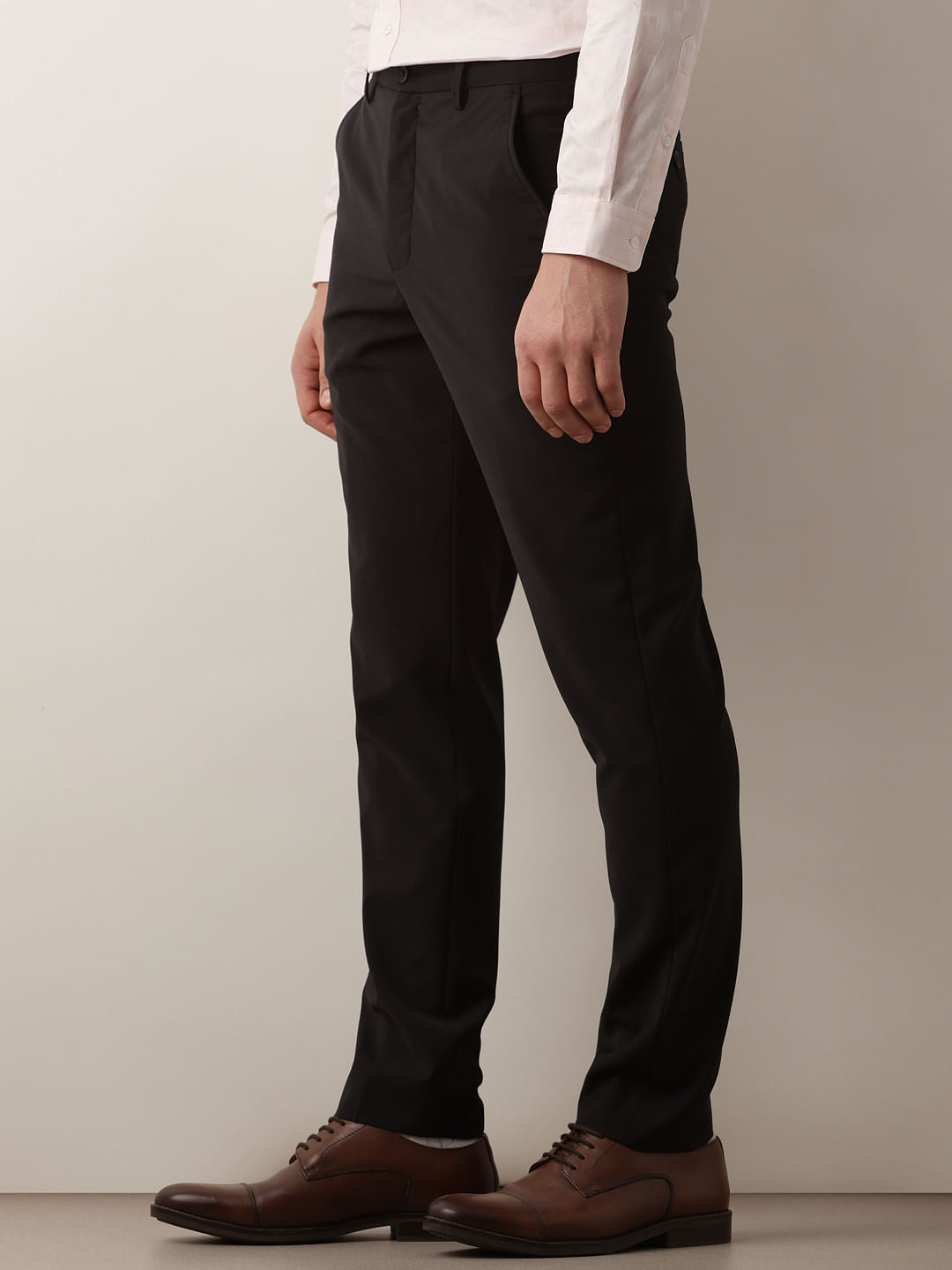 Black Mid Rise Suit-Set Trousers
