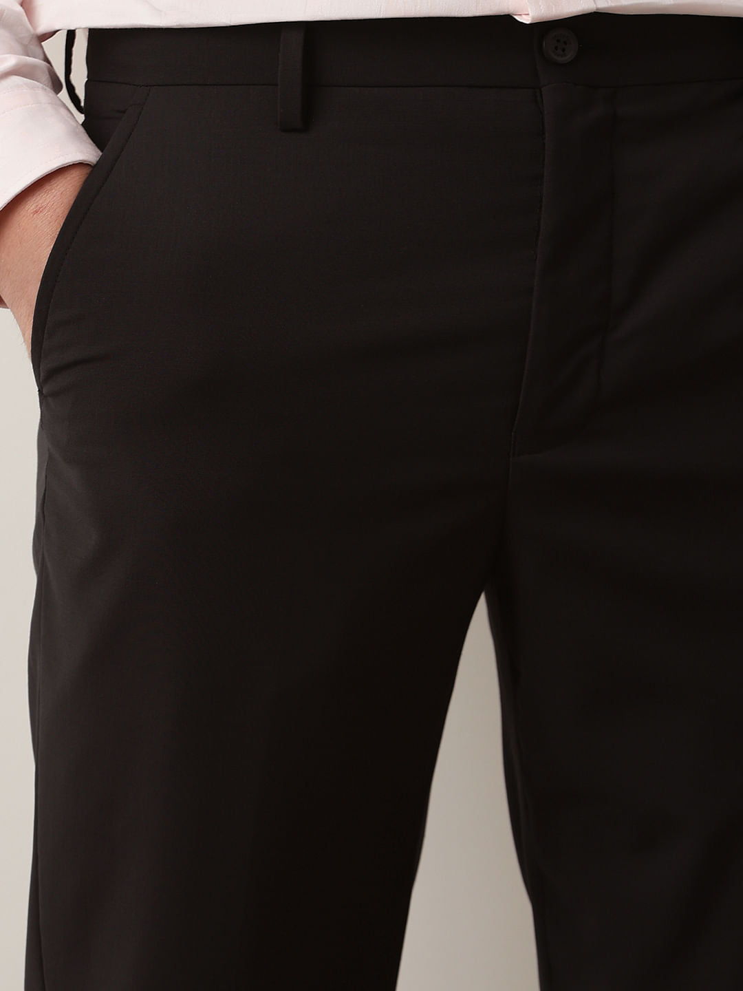 Black Mid Rise Suit-Set Trousers