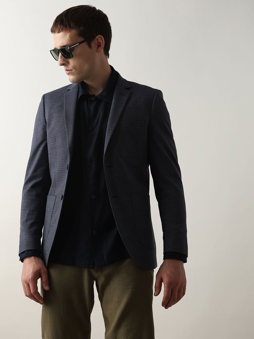 Navy Blue Structured Blazer