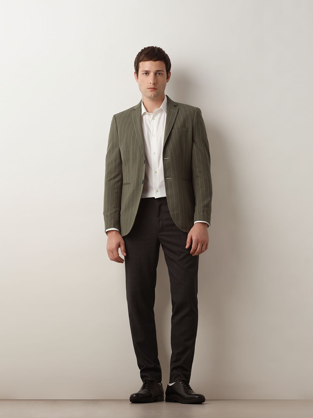 Grey Check Slim Fit Trousers