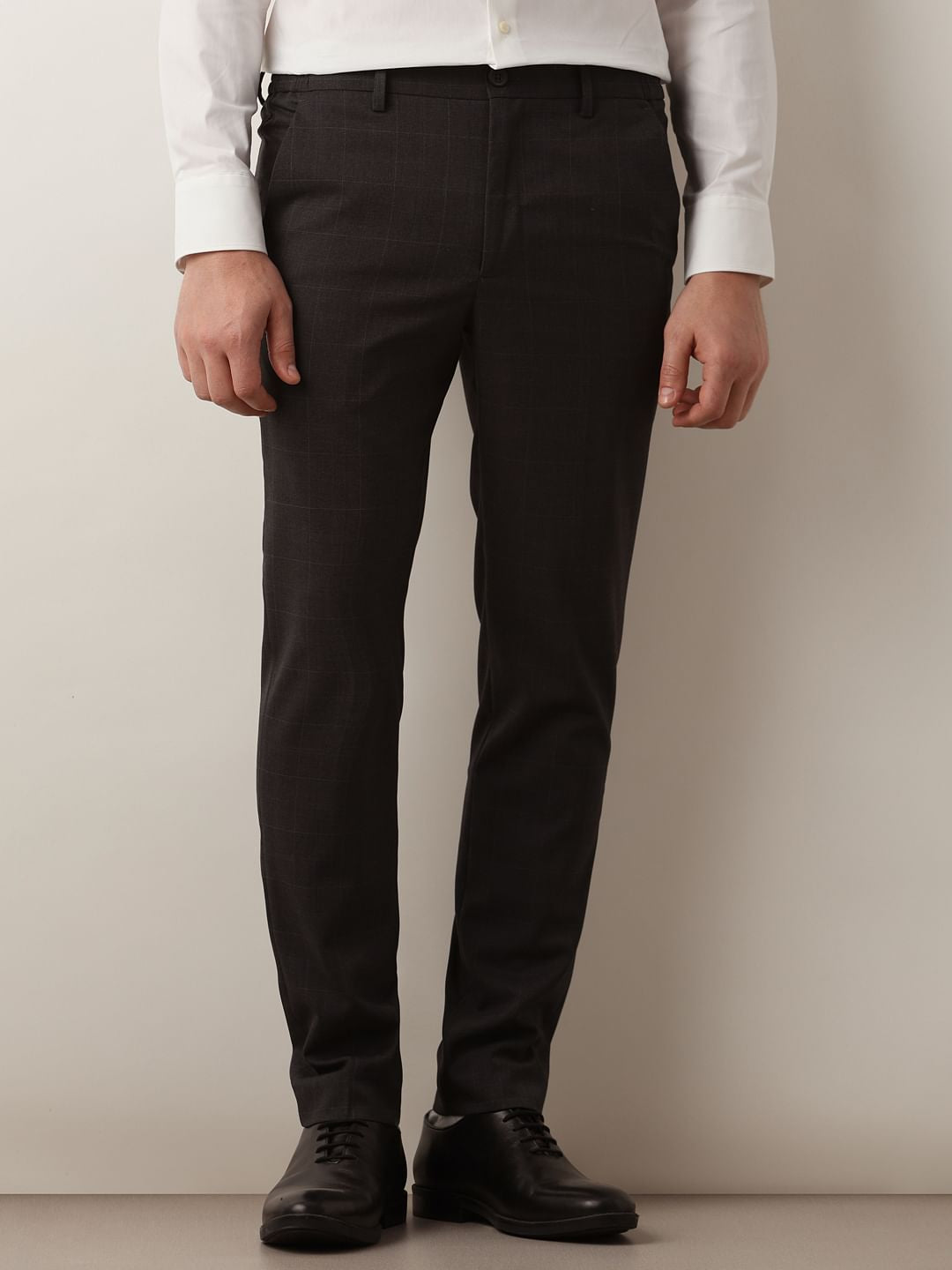 Grey Check Slim Fit Trousers