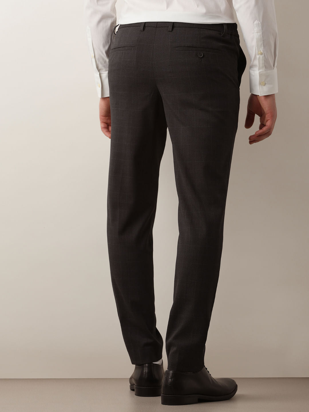 Grey Check Slim Fit Trousers