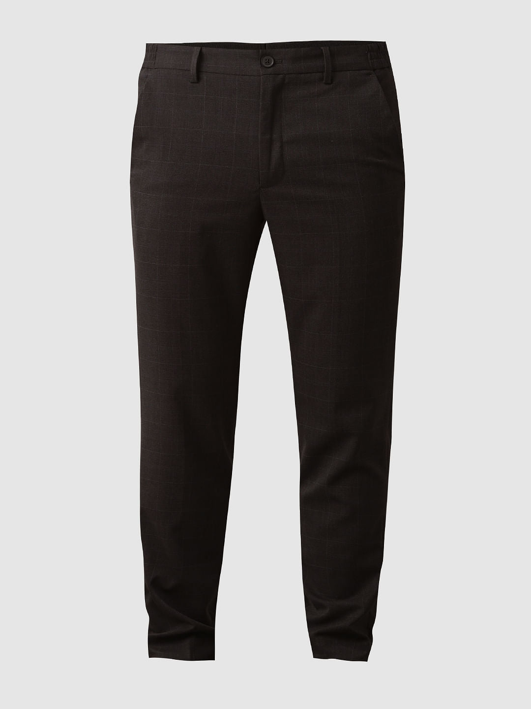 Grey Check Slim Fit Trousers