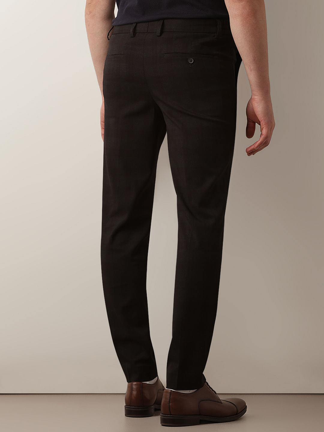 Maroon Check Slim Fit Trousers