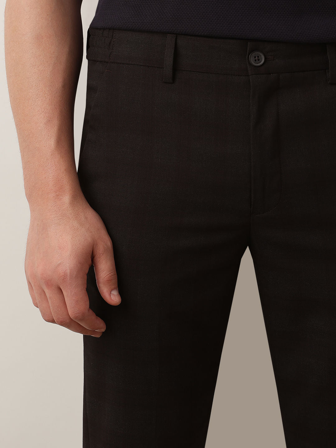 Maroon Check Slim Fit Trousers