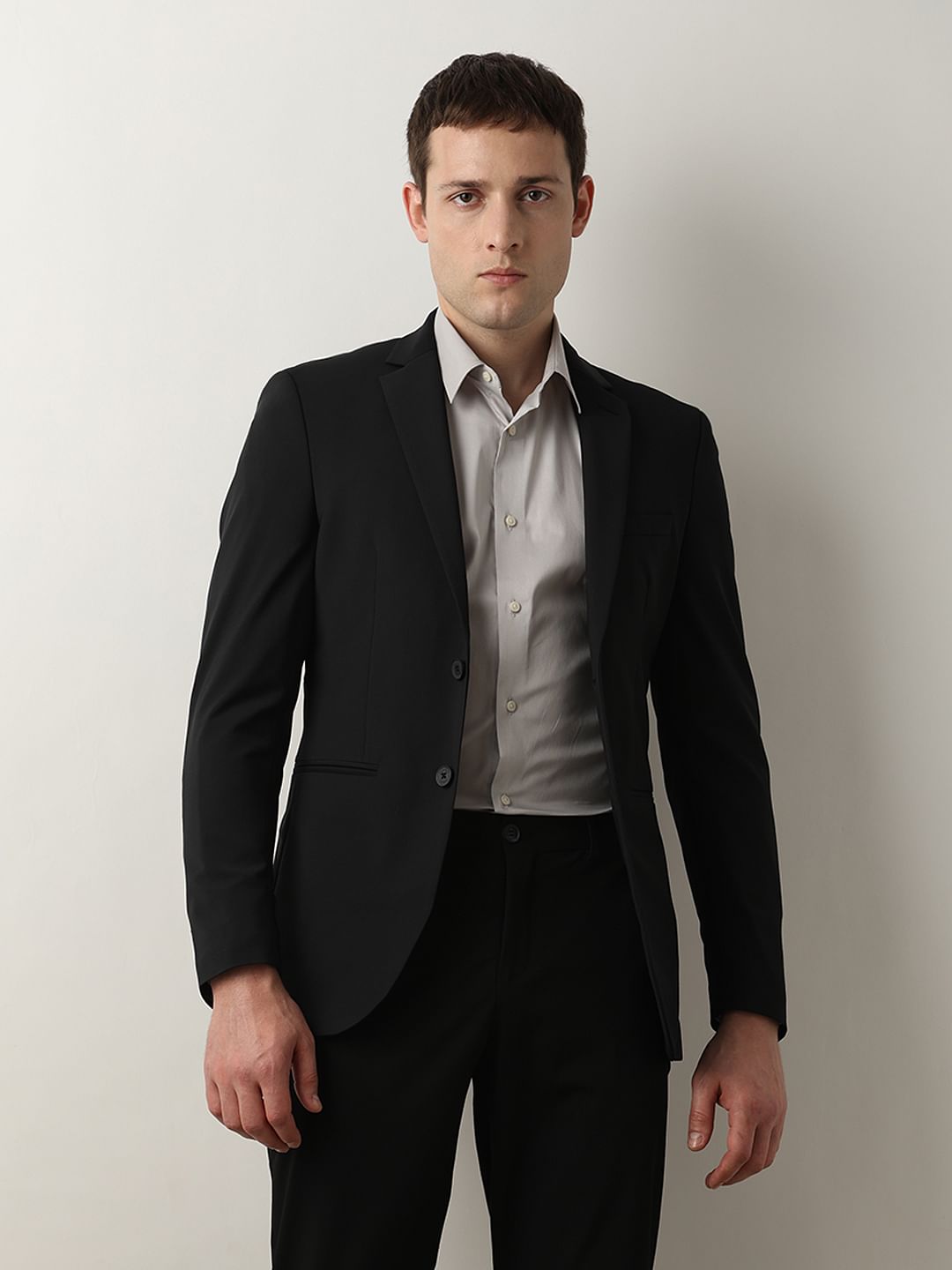 Dress Shirt Formal Dark Suit And Tie Black Formal Suit-Set Blazer