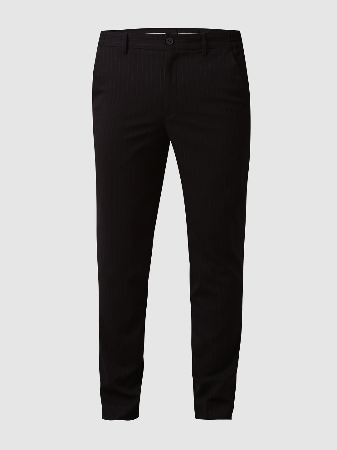 Dark Blue Striped Slim Fit Trousers