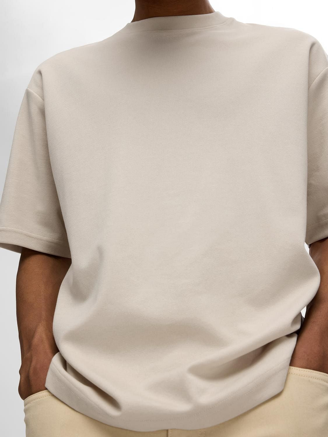 Beige Organic Cotton Oversized T-shirt