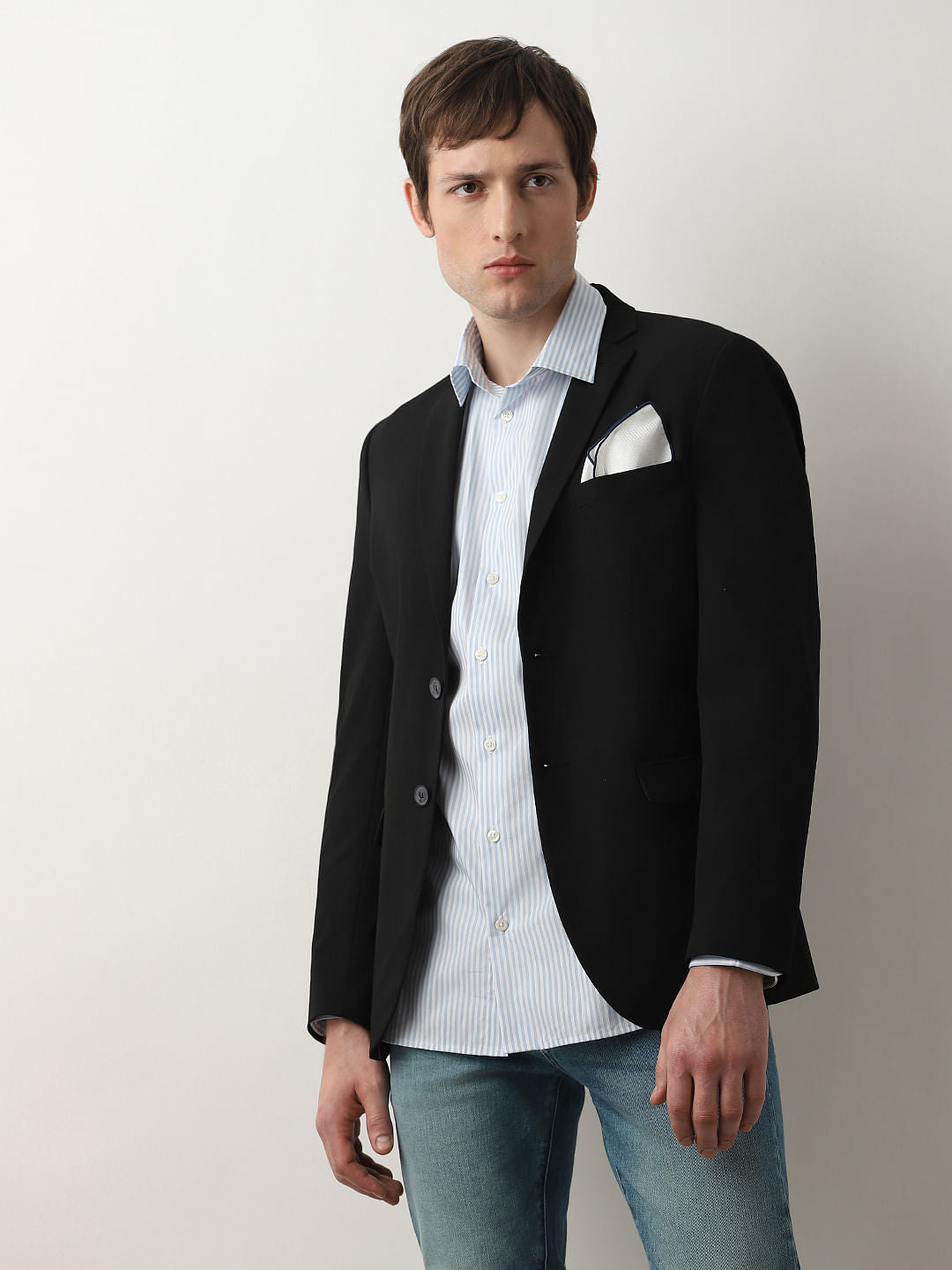 Blue Striped Full Sleeves Shirt