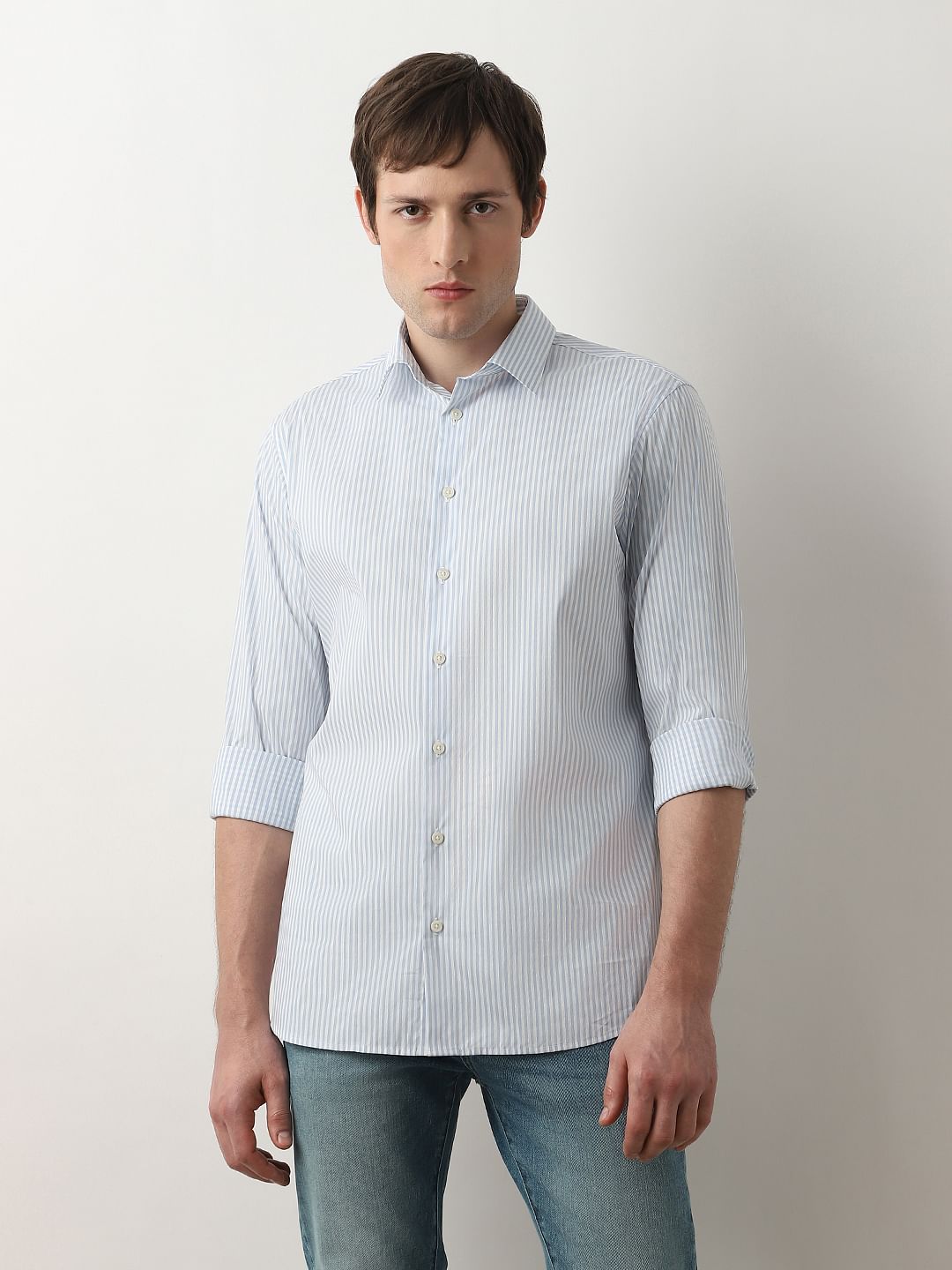 Blue Striped Full Sleeves Shirt