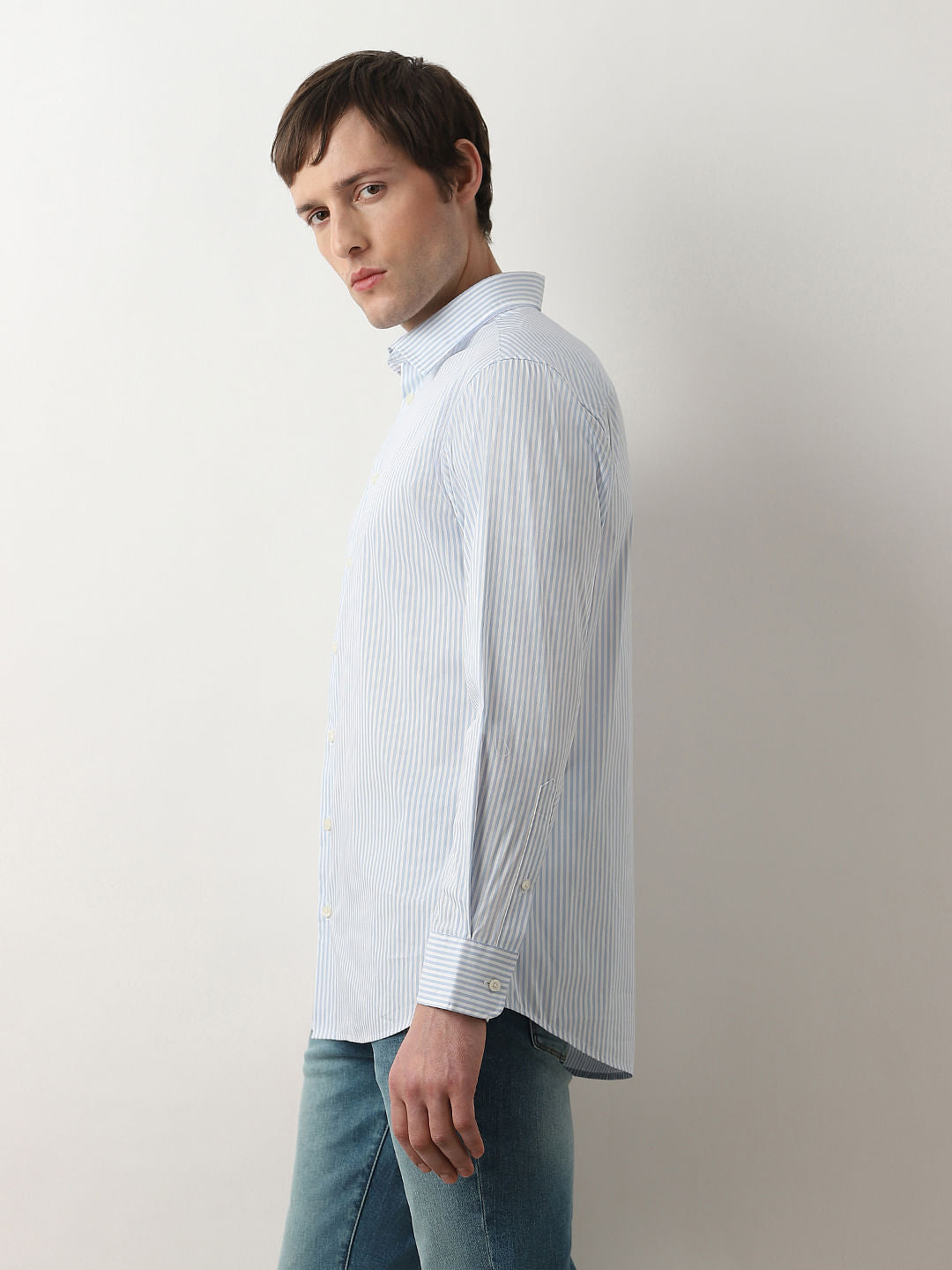 Blue Striped Full Sleeves Shirt