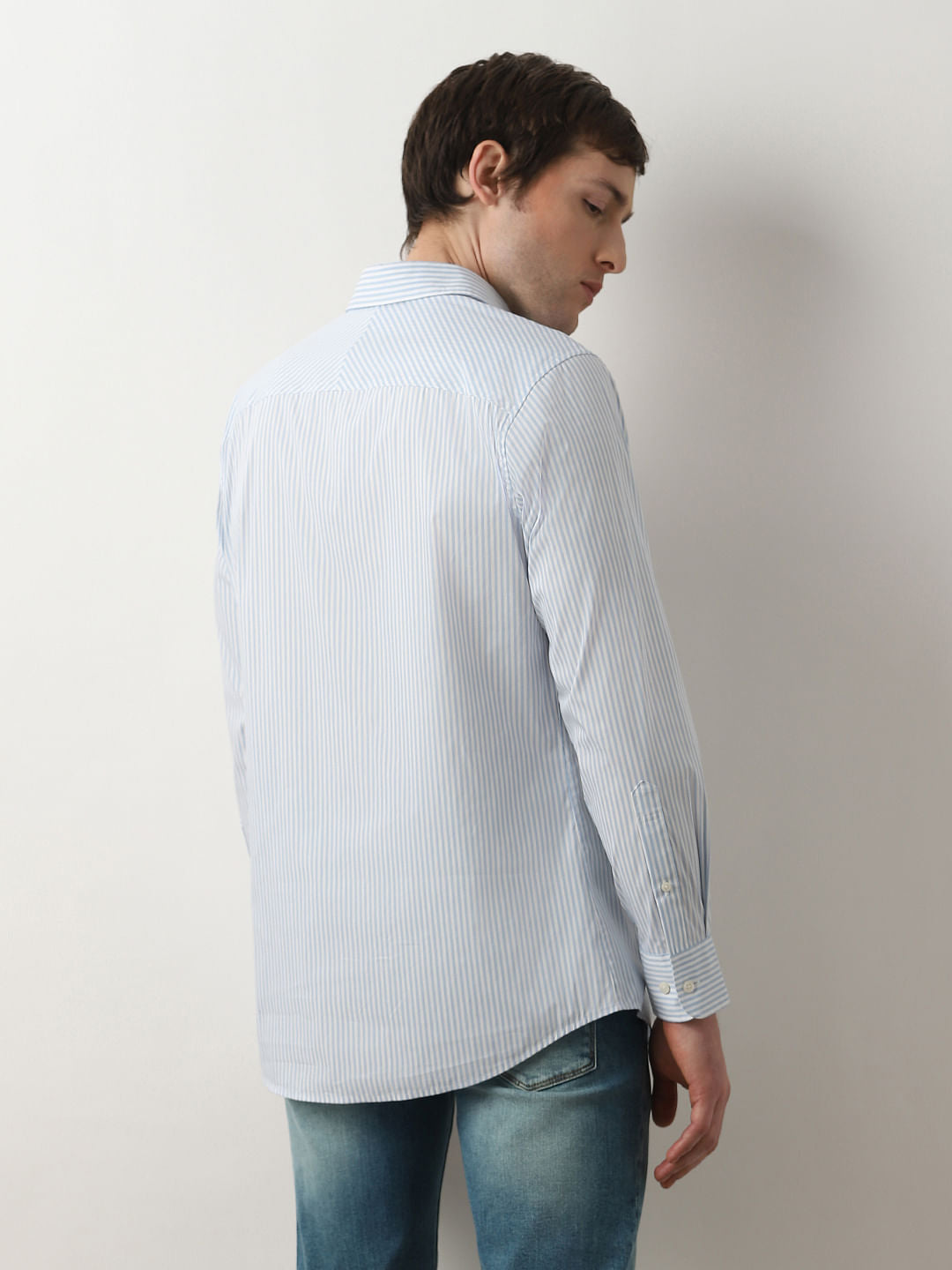 Blue Striped Full Sleeves Shirt