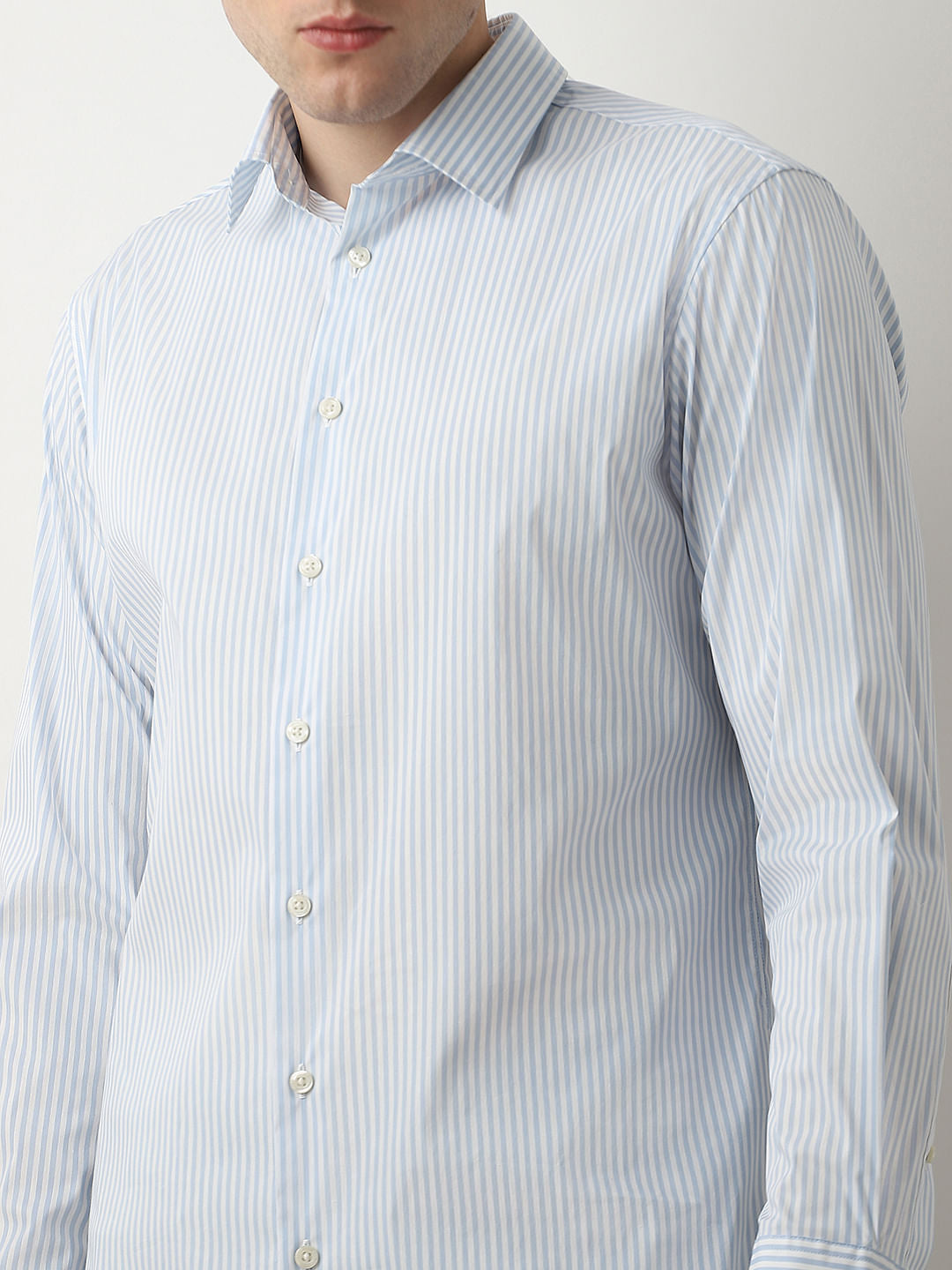 Blue Striped Full Sleeves Shirt