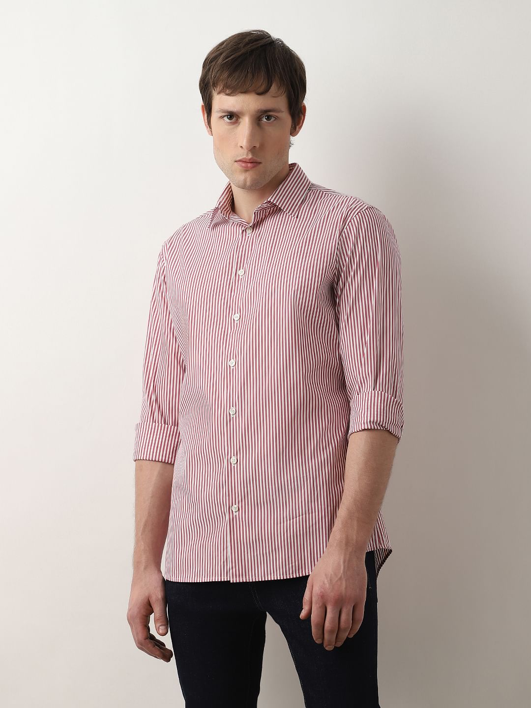 Red Striped Full Sleeves Shirt