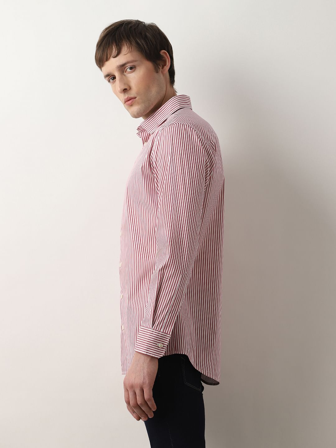 Red Striped Full Sleeves Shirt